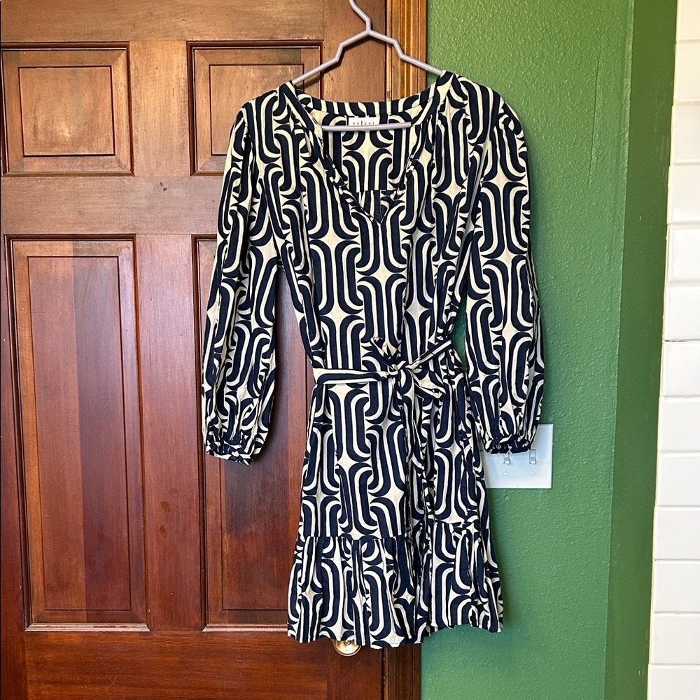 Geometric Blue and White Patterned Dress